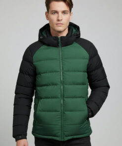 Black Green Puffer Jacket